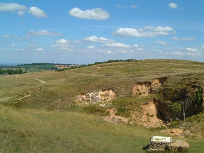 Rolling bank at Cleeve, part of the Cotswold Hills Geopark.