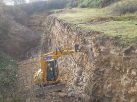 Building a ramp at Foss Cross Quarry, Gloucestershire.