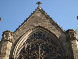 The local sandstone used in this 19th century Warwickshire church weathers rapidly.