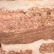 Above and above right: An unusual red sandstone and conglomerate has been used for this Shropshire castle.